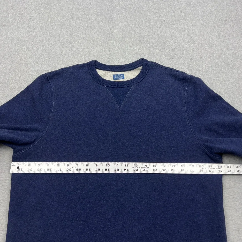 J.Crew VTG Fleece Sweatshirt Mens Large Navy Blue French Terry Crewneck V-Stitch